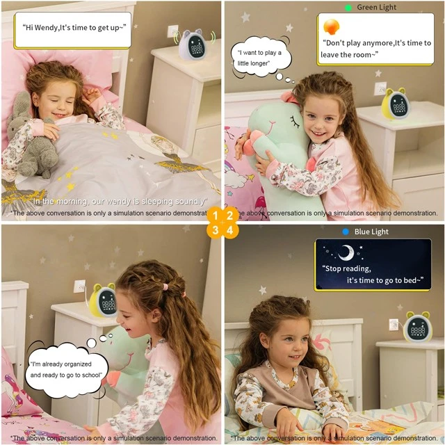 Kids Alarm Clock With Voice Reminder – Cute Bear Sleep Trainer Night Light Sound Machine manufacturers